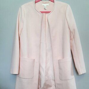 H&M Blush Pink Textured Open Coat Size 8